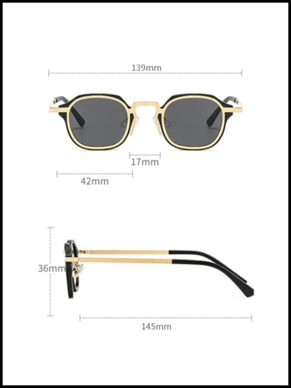 Punk Square Sunglasses Retro Gothic Metal Frame UV Protection Driving Shades